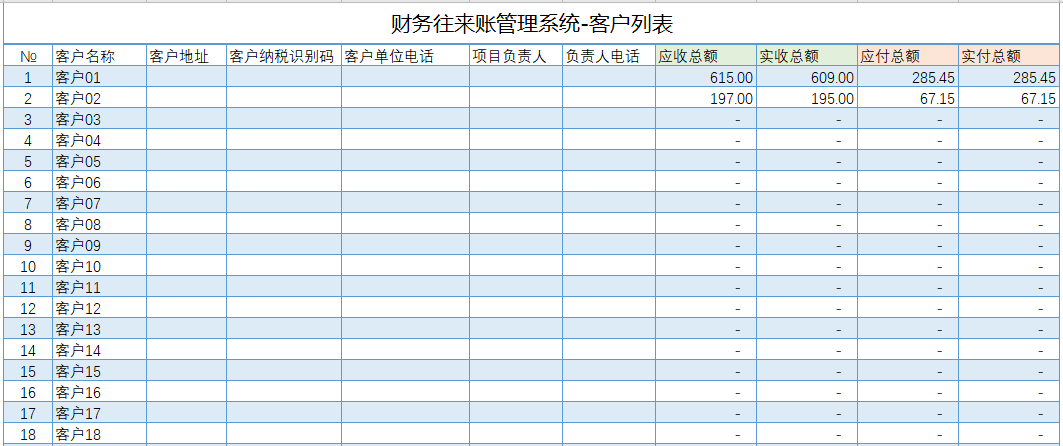 excel财务往来账目管理系统(图7)