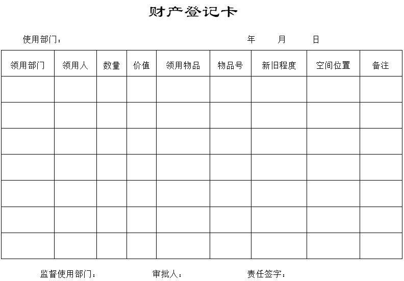 公司财产登记卡模版(图1)